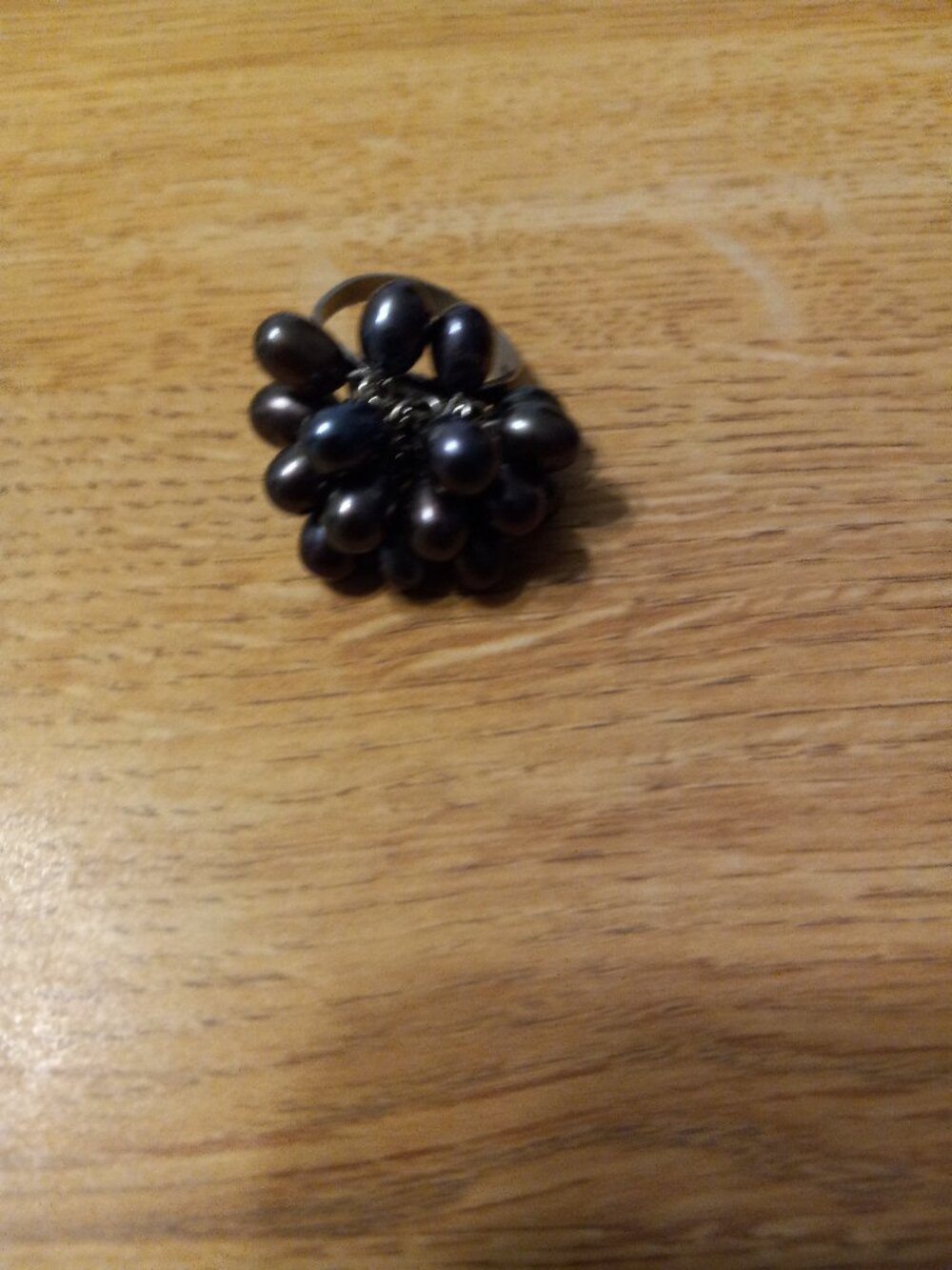 VINTAGE ADJUSTABLE CHA-CHA RING w DARK GENUINE PEARLS